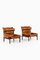 Easy Chairs with Side Table in Beech and Leather attributed to Arne Norell, 1960s, Set of 2 2