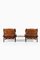 Easy Chairs with Side Table in Beech and Leather attributed to Arne Norell, 1960s, Set of 2 6