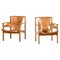 Trienna Easy Chairs in Oak & Original Leather attributed to Carl-Axel Acking, 1957, Set of 2 1