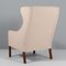 Natural Leather Wingback Chair with Ottoman by Børge Mogensen for Fredericia 12