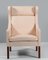 Natural Leather Wingback Chair with Ottoman by Børge Mogensen for Fredericia, Image 11