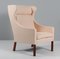 Natural Leather Wingback Chair with Ottoman by Børge Mogensen for Fredericia 5