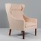 Natural Leather Wingback Chair with Ottoman by Børge Mogensen for Fredericia, Image 5