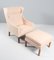 Natural Leather Wingback Chair with Ottoman by Børge Mogensen for Fredericia 2