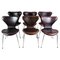 Sjuan 3107 Chairs by Arne Jacobsen for Fritz Hansen, 1960s, Set of 6 1