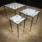 Mid-Century Nesting Tables with Delft Blue Tile Tops, Set of 3 2