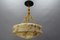 Art Deco Marbled Amber Glass and Brass Pendant Light, 1930s 2