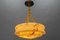 Art Deco Marbled Amber Glass and Brass Pendant Light, 1930s 4