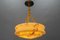 Art Deco Marbled Amber Glass and Brass Pendant Light, 1930s, Image 4