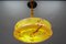 Art Deco Marbled Amber Glass and Brass Pendant Light, 1930s 5