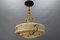 Art Deco Marbled Amber Glass and Brass Pendant Light, 1930s 8