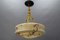 Art Deco Marbled Amber Glass and Brass Pendant Light, 1930s, Image 8