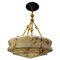 Art Deco Marbled Amber Glass and Brass Pendant Light, 1930s, Image 1