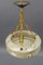 Art Deco Marbled Amber Glass and Brass Pendant Light, 1930s 11