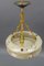 Art Deco Marbled Amber Glass and Brass Pendant Light, 1930s, Image 11