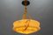 Art Deco Marbled Amber Glass and Brass Pendant Light, 1930s 9