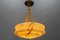 Art Deco Marbled Amber Glass and Brass Pendant Light, 1930s, Image 9