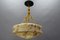 Art Deco Marbled Amber Glass and Brass Pendant Light, 1930s, Image 17