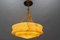 Art Deco Marbled Amber Glass and Brass Pendant Light, 1930s 3