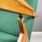 Butaca reclinable italiana Mid-Century de madera y tela verde de Antonio Gorgone, 1950, Imagen 10
