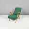 Mid-Century Italian Green Fabric and Wood Reclining Armchair by Antonio Gorgone, 1950, Image 2