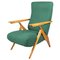 Butaca reclinable italiana Mid-Century de madera y tela verde de Antonio Gorgone, 1950, Imagen 1