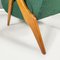 Butaca reclinable italiana Mid-Century de madera y tela verde de Antonio Gorgone, 1950, Imagen 12