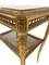 Mesa auxiliar rectangular de madera dorada con tablero de mármol, Imagen 4