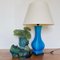 Lámpara de mesa de cerámica turquesa, años 80, Imagen 7