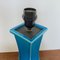 Lámpara de mesa de cerámica turquesa, años 80, Imagen 2