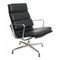 EA-215 Softpad Chair in Black Leather and Chrome by Charles Eames, Image 1