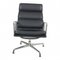 Silla EA-215 Softpad de cuero negro y cromo de Charles Eames, Imagen 3