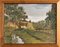 French School Artist, Farm with Stream, Oil on Panel, Mid-20th Century 7