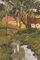 French School Artist, Farm with Stream, Oil on Panel, Mid-20th Century 3