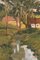 French School Artist, Farm with Stream, Oil on Panel, Mid-20th Century, Image 3