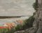French School Artist, Riverside Cliff, Oil on Panel, Early 20th Century, Framed, Image 1