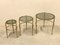 Petites Tables Gigognes Rondes avec Structure en Laiton et Plateau en Verre avec Bordure en Miroir, 1970s, Set de 3 3