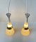 Mid-Century Italian Glass & Brass Pendant Lights attributed to Stilnovo, 1950s, Set of 2 7