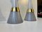 Lampes à Suspension Mid-Century en Verre et Laiton attribuées à Stilnovo, Italie, 1950s, Set de 2 6
