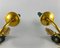 Vintage Messing Wandlampen in Grün & Gold, 2er Set 4