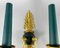 Vintage Green & Gold Brass Wall Lamps, Set of 2 7