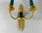 Vintage Green & Gold Brass Wall Lamps, Set of 2 6