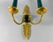 Vintage Green & Gold Brass Wall Lamps, Set of 2, Image 6