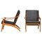 Lean Back Armchairs in Black Leather by Arne Hovmand-Olsen, Set of 2, Image 1