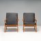 Lean Back Armchairs in Black Leather by Arne Hovmand-Olsen, Set of 2 2
