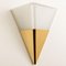 Glashütte Limburg Pyramide Wandlampe aus Milchglas & Messing, 1970er 3