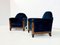 Hungarian Blue Velvet Armchairs, 1920s, Set of 2 2