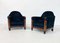 Hungarian Blue Velvet Armchairs, 1920s, Set of 2, Image 4