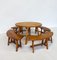 Mid-Century Modern Brutalist Dining Set in Fir, 1950s, Set of 5 3