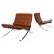 Chaises Barcelona en Cuir Marron par Mies Van Der Rohe pour Knoll, 1970, Set de 2 1